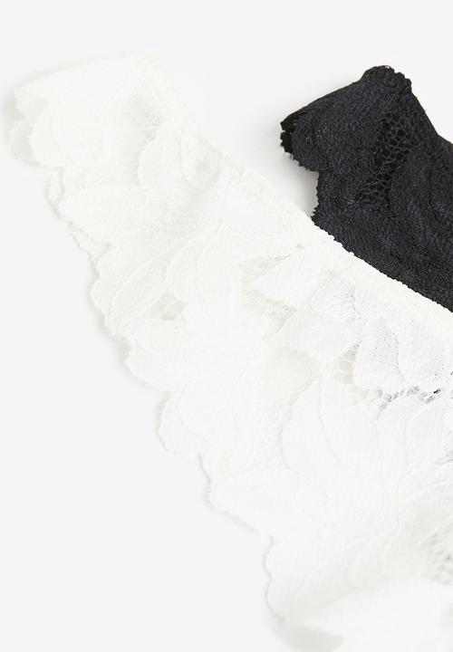 H&M - 2-Pack lace thong briefs - black & white