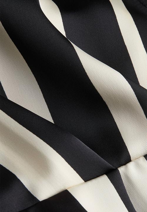 H&M - Satin wrap dress - cream & black striped 