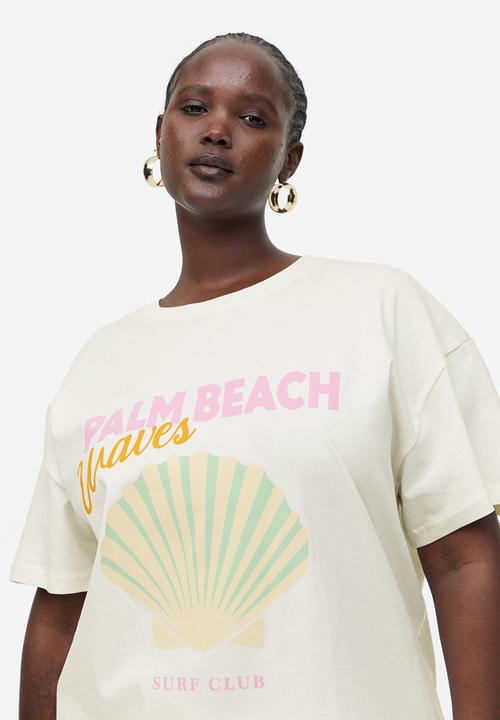 H&M - Printed t-shirt - cream & palm beach