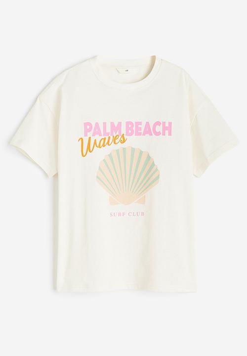 H&M - Printed t-shirt - cream & palm beach