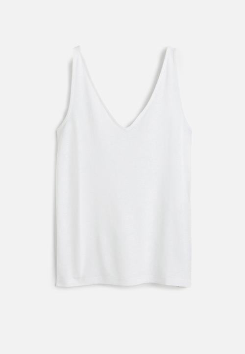 H&M - Linen-blend vest top - white