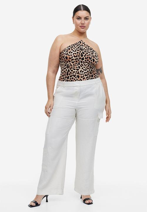 H&M - Jersey thong body - beige & leopard-print