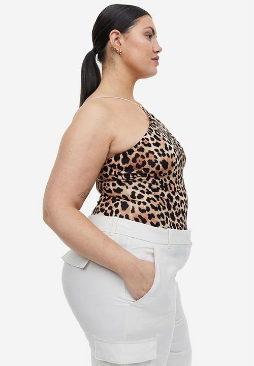 H&M - Jersey thong body - beige & leopard-print
