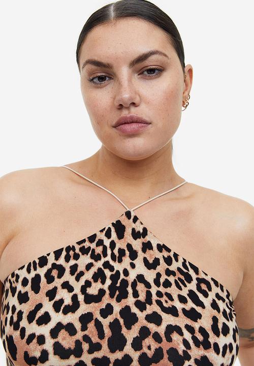 H&M - Jersey thong body - beige & leopard-print