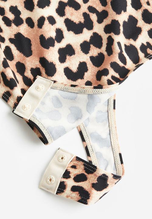 H&M - Jersey thong body - beige & leopard-print