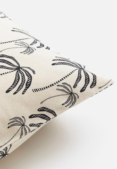H&M - Patterned cushion cover - light beige/palm trees