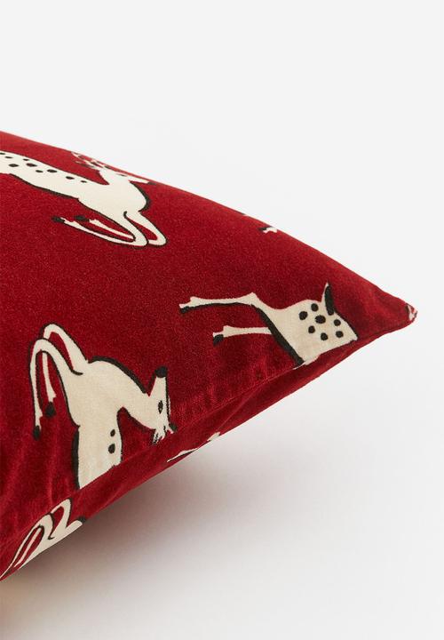 H&M - Velvet cushion cover - dark red/deer