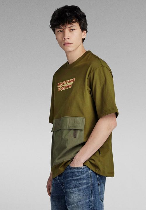 G-STAR - Fabric mix boxy r t dry jersey o - dark olive