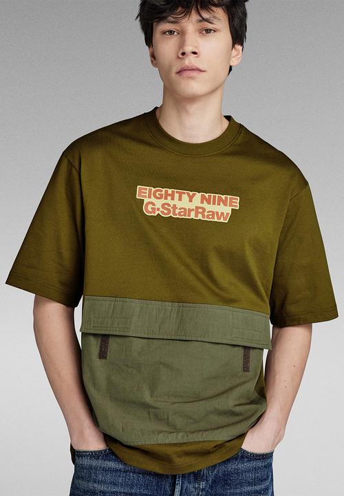 G-STAR - Fabric mix boxy r t dry jersey o - dark olive