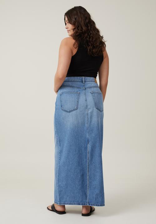 Cotton On - Plus Blake Denim Maxi Skirt - Breeze Blue
