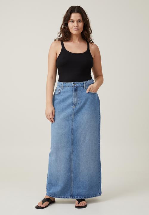 Cotton On - Plus Blake Denim Maxi Skirt - Breeze Blue