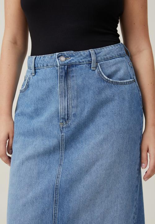 Cotton On - Plus Blake Denim Maxi Skirt - Breeze Blue