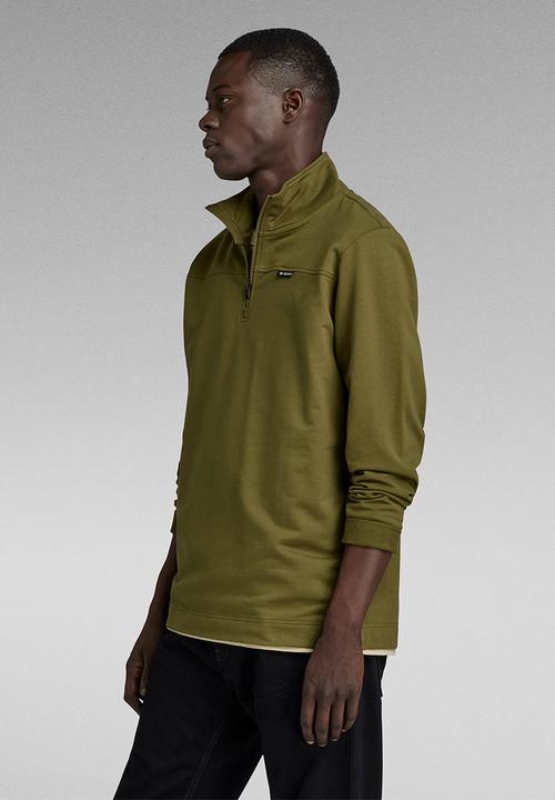 G-STAR - Half zip tweeter compact terry - dark olive