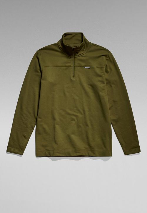 G-STAR - Half zip tweeter compact terry - dark olive