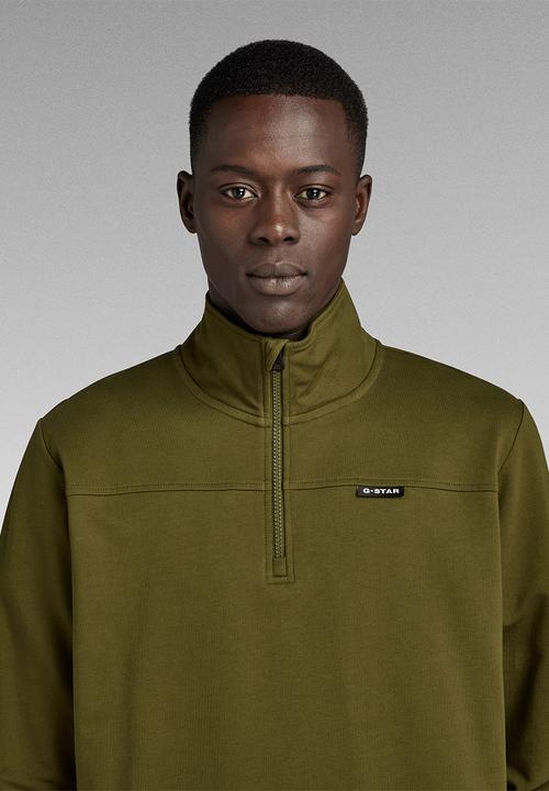 G-STAR - Half zip tweeter compact terry - dark olive
