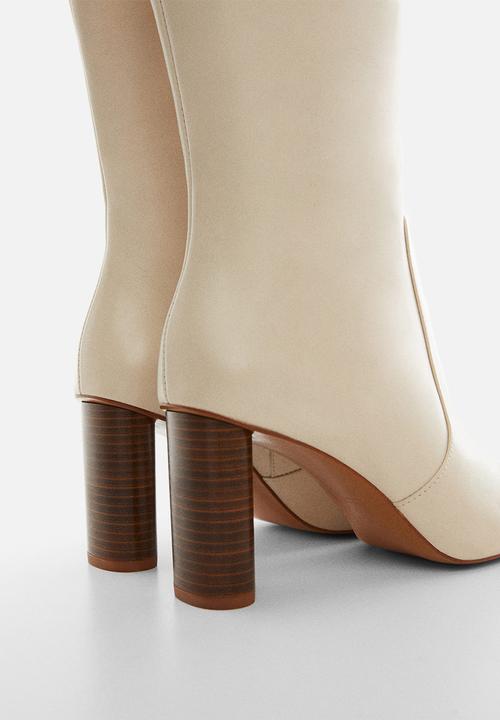 MANGO - Harry block heel boot - light beige