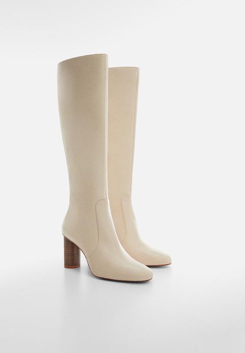 MANGO - Harry block heel boot - light beige