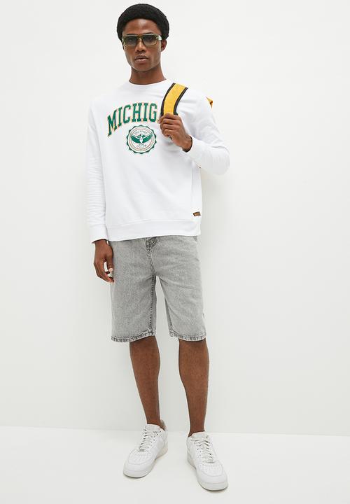 STYLE REPUBLIC - Michigan Crew neck graphic sweater - White