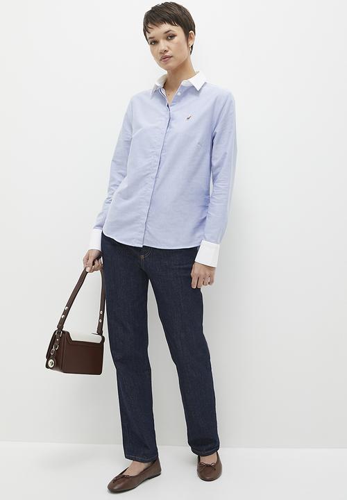 POLO - Wmn excl oxford long sleeve shirt - blue 