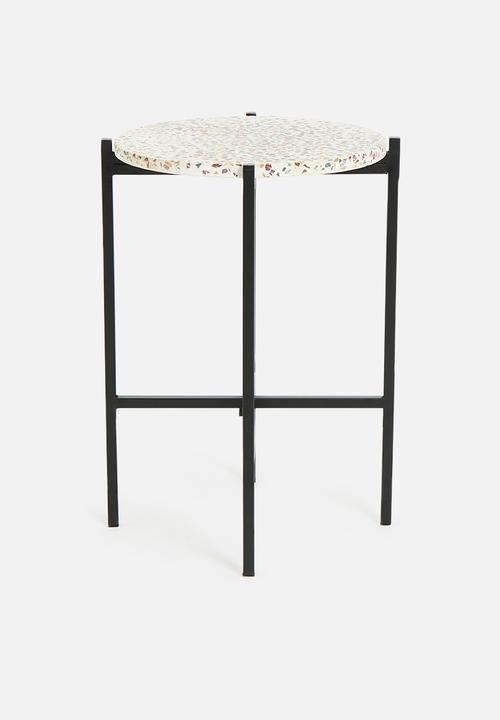 Sixth Floor - Terrazo side table - black & neutral