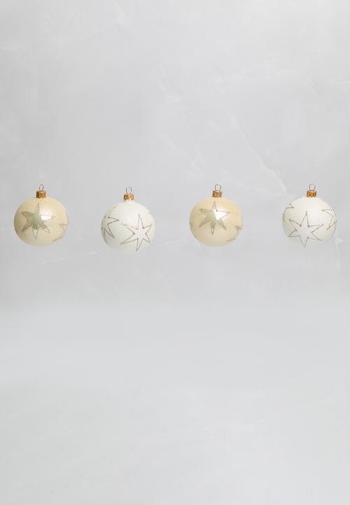 H&S - Handblown star xmas bauble set of 4 - champagne