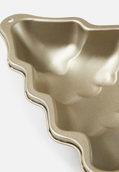 Excellent Houseware - Xmas tree cake tin - champagne gold 