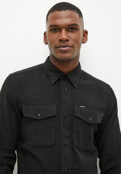G-STAR - Marine slim shirt l\s Lt wt diamond twill r rfd - dark black gd