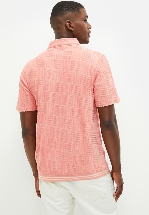 Ben Sherman - Terry textured polo - lt pink