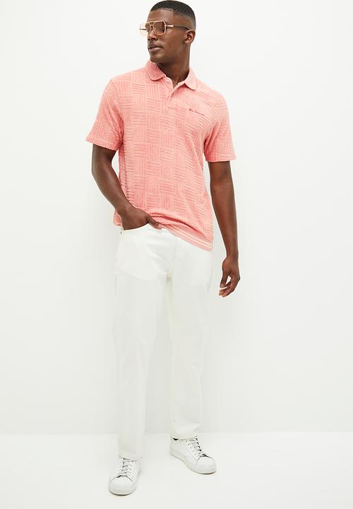Ben Sherman - Terry textured polo - lt pink
