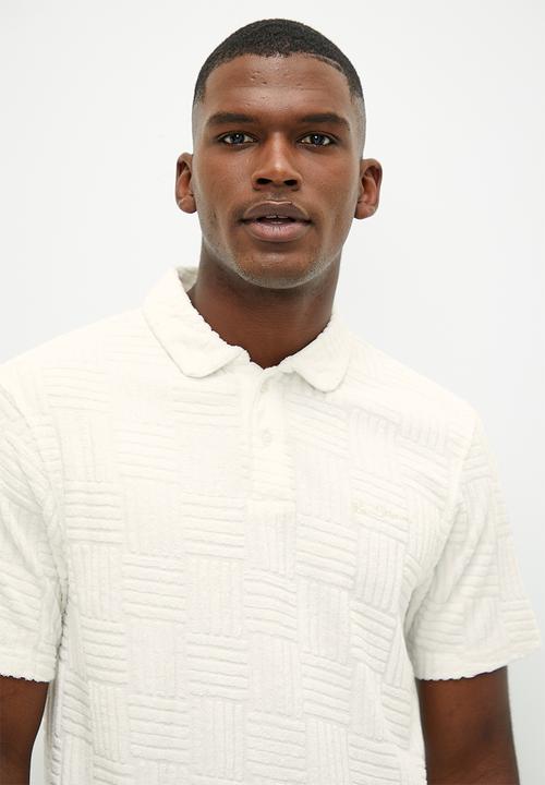 Ben Sherman - Terry textured polo - off white