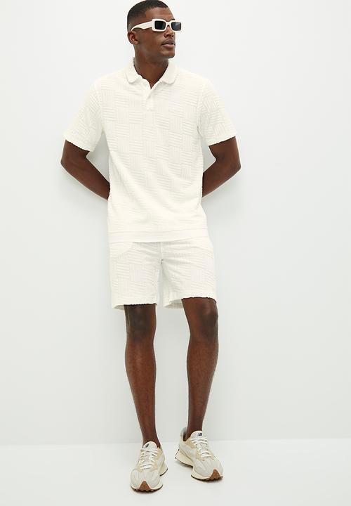Ben Sherman - Terry textured polo - off white