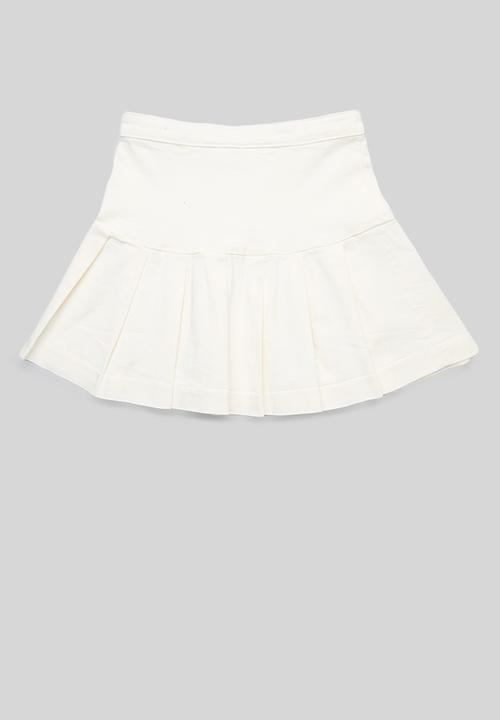 H&M - Pleated denim skirt - white