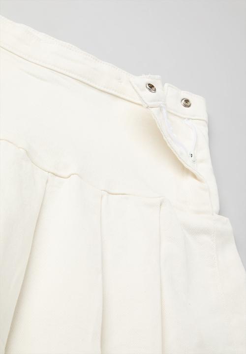 H&M - Pleated denim skirt - white