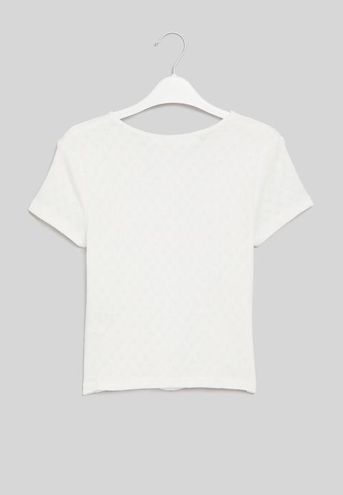 H&M - Tie-detail top - white