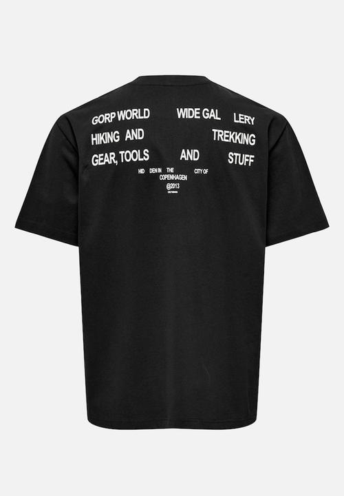 Only & Sons - Eddie Rlx text short sleeve T-shirt - black