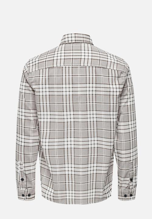 Only & Sons - Leo reg long sleeve wash cord shirt - antique white