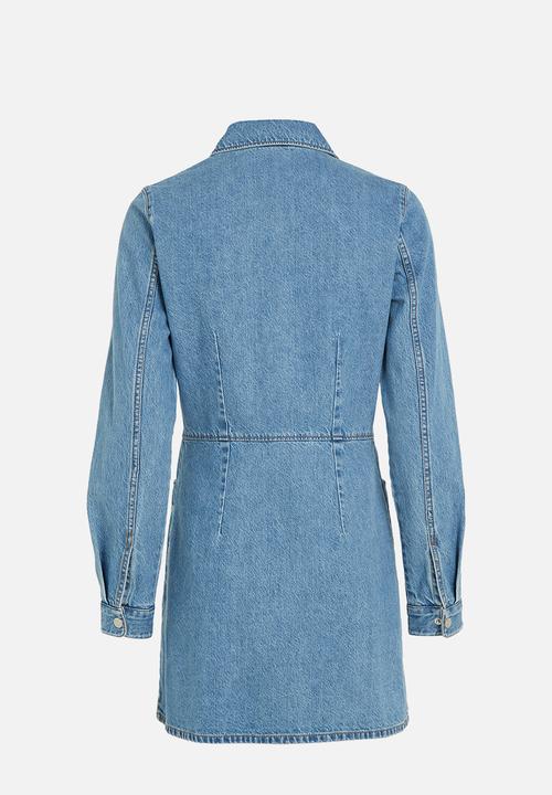 Tommy Hilfiger - Tjw long sleeve badge denim mini dress - blue denim