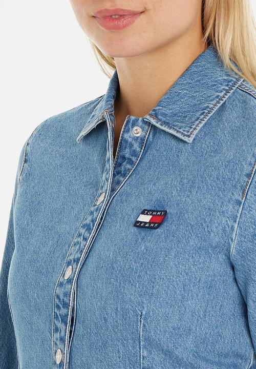 Tommy Hilfiger - Tjw long sleeve badge denim mini dress - blue denim