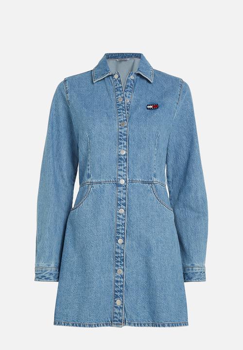 Tommy Hilfiger - Tjw long sleeve badge denim mini dress - blue denim