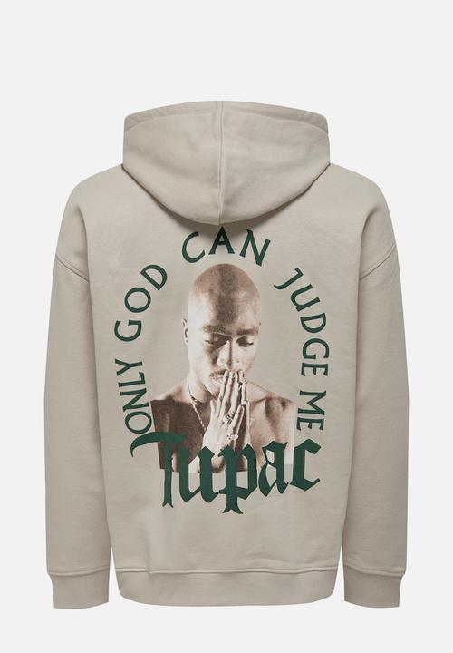 Only & Sons - Tupac relax sweat hoodie - silver lining
