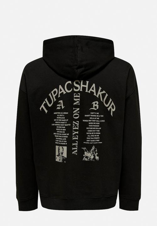 Only & Sons - Tupac relax sweat hoodie - black