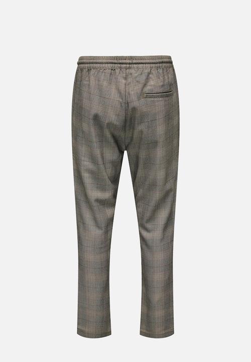 Only & Sons - Linus Life Tap Check Pant - Tabacco Brown