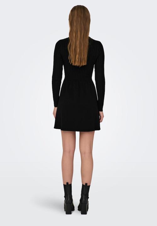 ONLY - Fia Long sleeve Cable Dress Knt - Black