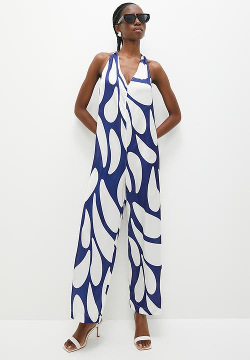 Superbalist - Printed relaxed satin jumpsuit - ink tear