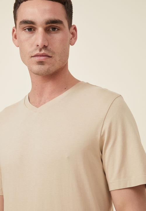 Cotton On - Organic v-neck T-shirt - stone clay