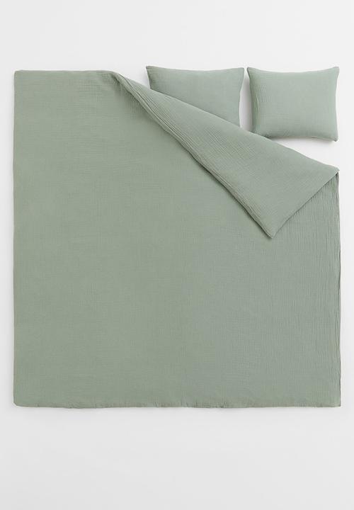 H&M - Muslin double/king duvet cover set - green
