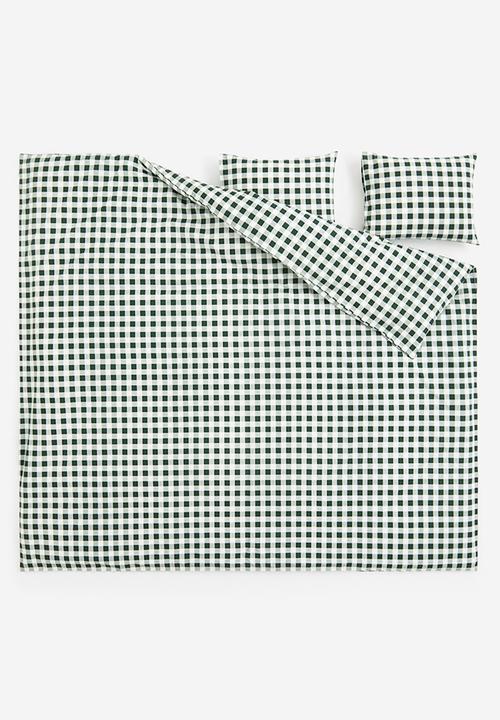 H&M - Flannel double/king duvet cover set - green