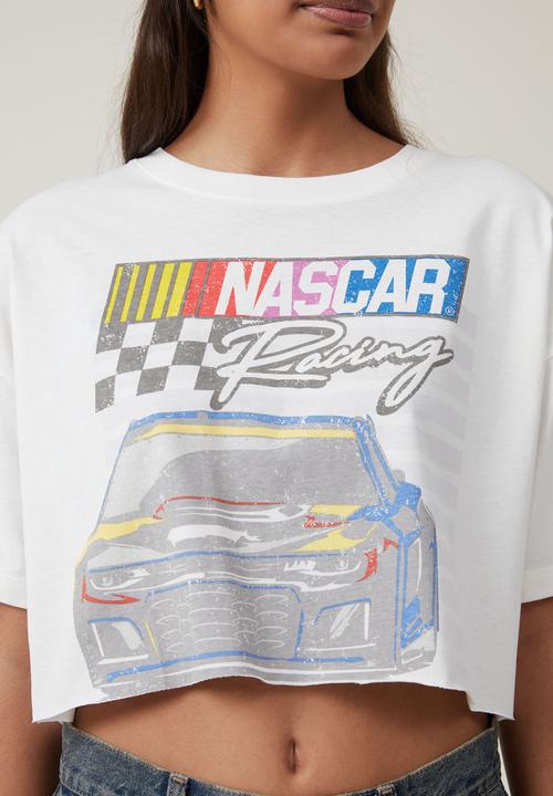 Cotton On - The Oversized Chopped Lcn Tee - Lcn Ncr Nascar Racing/Vintage White