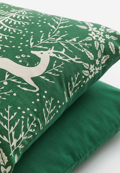 H&M - 2-pack cotton canvas cushion covers - green
