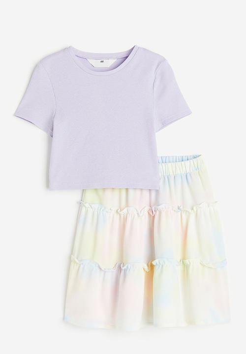 H&M - 2-Piece top & skirt set - lilac & light yellow